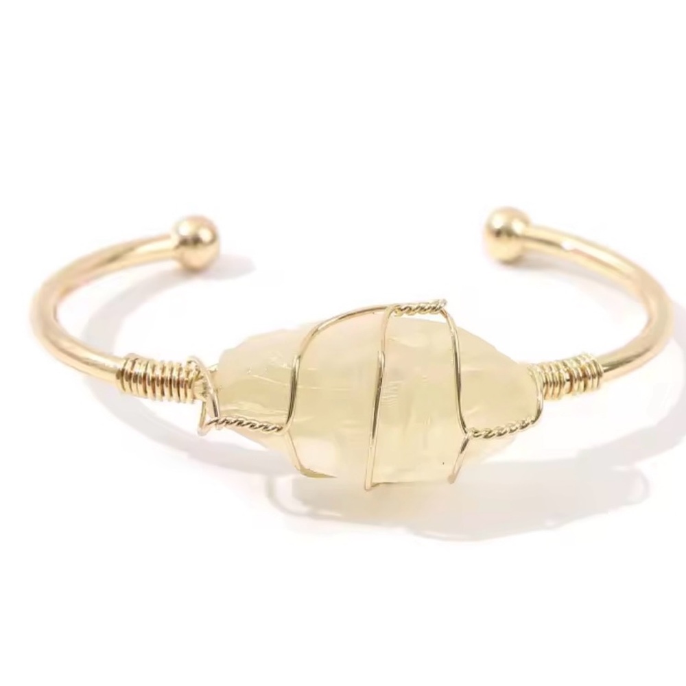 Natural Citrine gold plated bangle bracelet